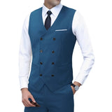 New Brand Dress Vests for Men Casual Slim Fit Mens Suit Vest Double Breasted Waistcoat Gilet Homme Formal Business Jacket