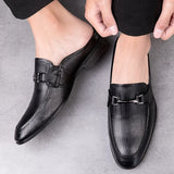 Genuine Leather Mules For Men Half Shoes Man Luxury Brand Designer Men's Luxury Casual Shoes Slip On Footwear Slippers Male