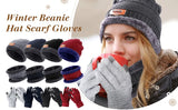 Winter Men Women Thick Beanie Hat Knitted Hat Winter Cap Beanie Female Wool Neck Scarf Cap Balaclava Mask Bonnet Hats Set