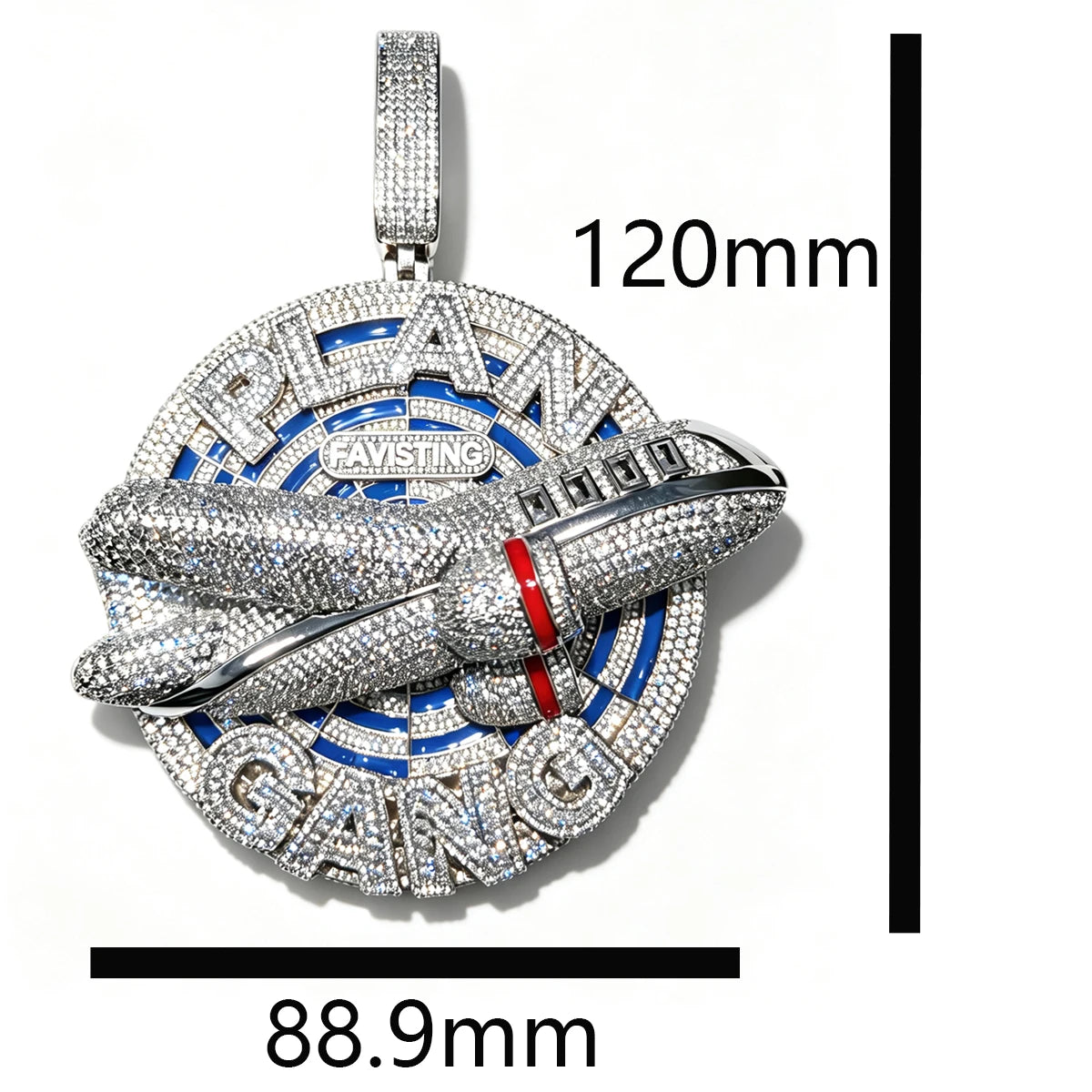 3D Hip Hop Necklace Charm Party Fine Gift Ambition Dream And Brotherhood Within Rap Lifestyle And Daily Wear Occasions Street Rap Jewelry For Men 3D Cross‑Plane Cuban Chain Accessory 18K Gold Plated Iced Out Plan Gang Penda