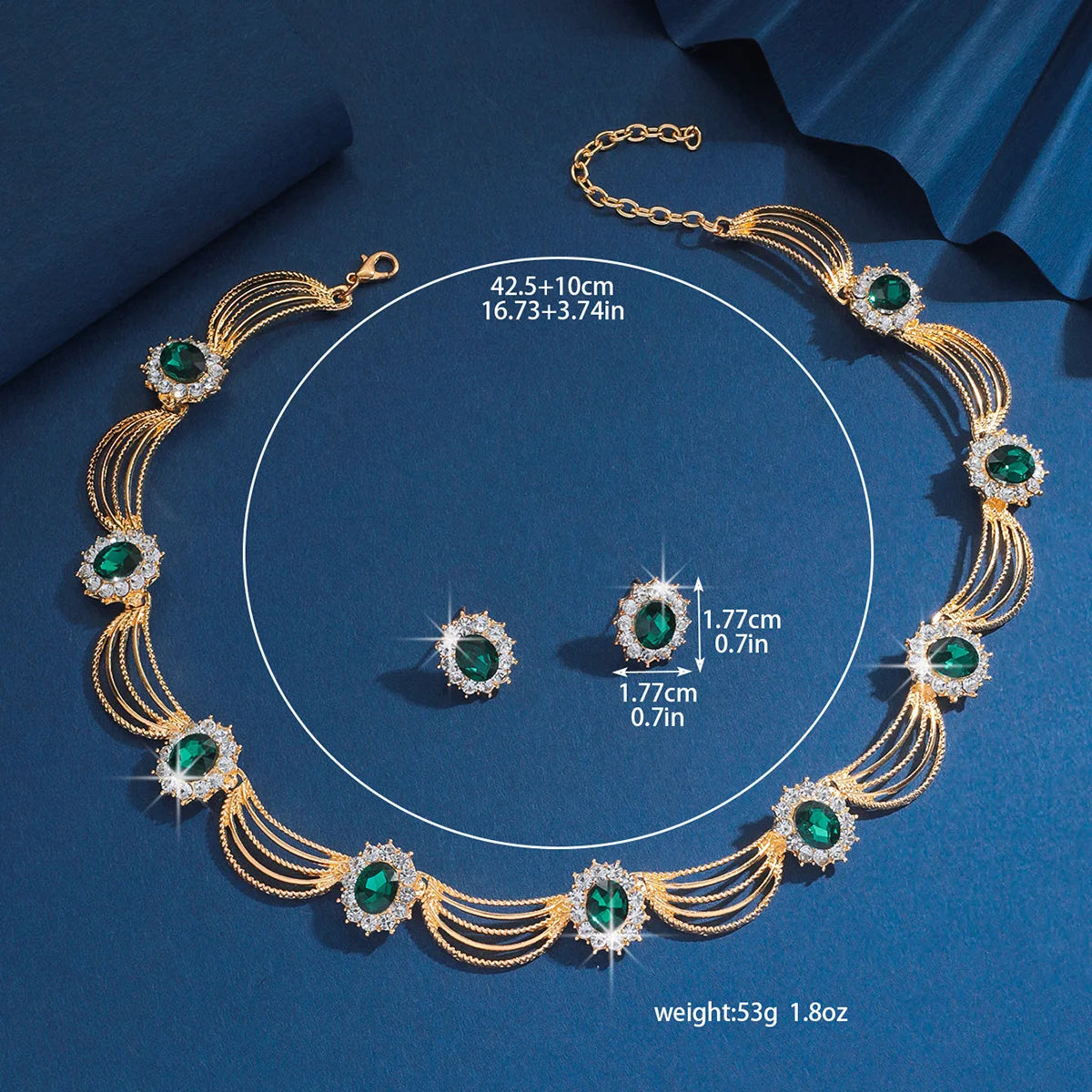 Luxury and High-End Retro Gemstone Necklace Earrings, Bride's Wedding Banquet Jewelry Set, Date, Birthday, Dinner Party