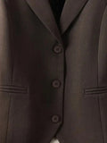 Vintage Women's Brown Custom Waistcoat Sleeveless Lapel Suit Vest Daily Commute Button Slim Design, Casual All Fold Wear