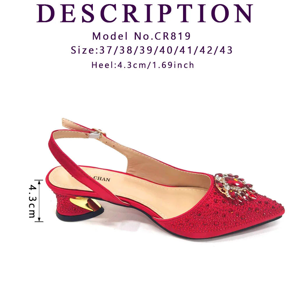 Venus Chan Royal Blue Sandals for Women 2024 Luxury Wedding Pumps Med Heels Rhinestone Design Party Shoes and Bags Set