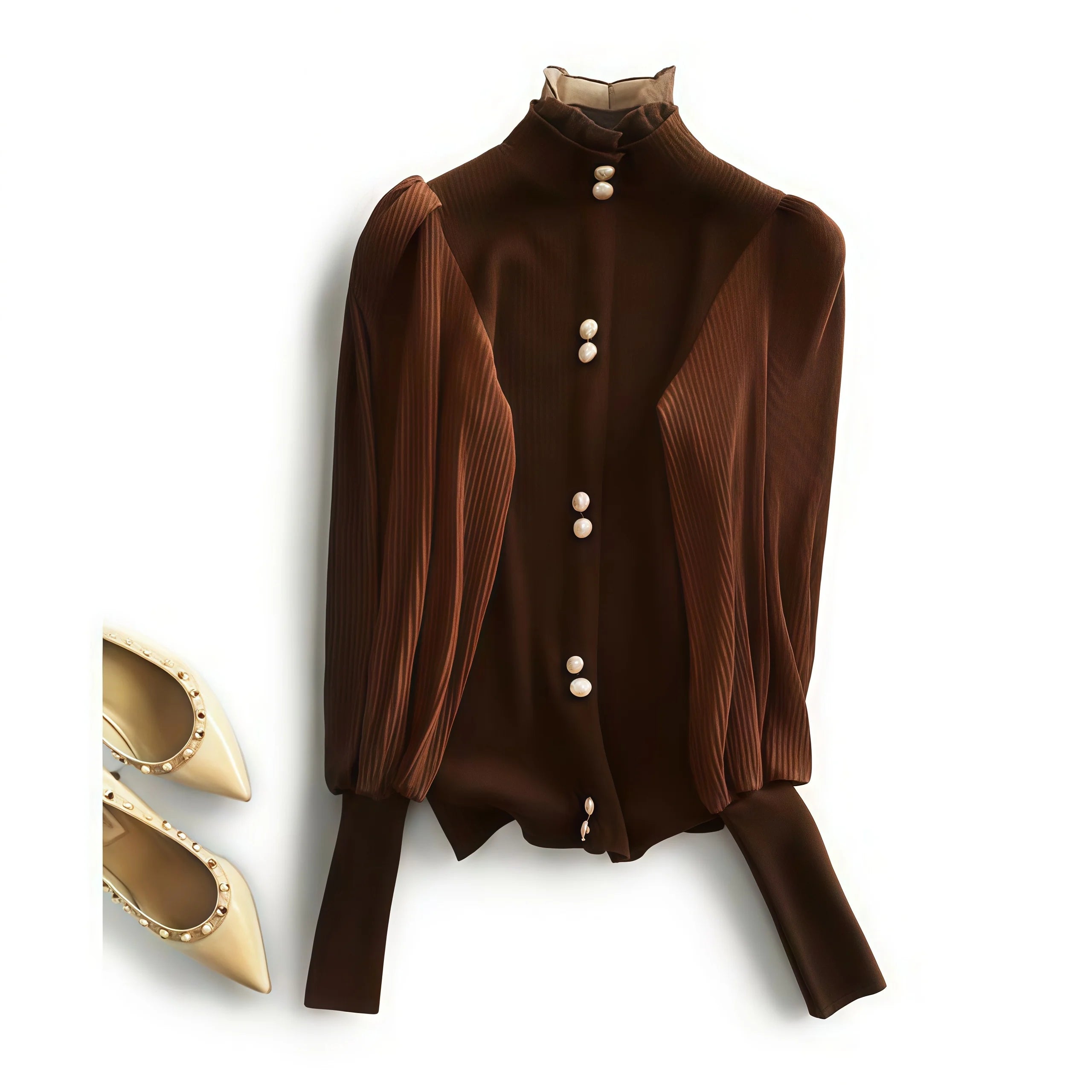 Elegance Half Turtleneck Long Sleeve Knitted Korean Sweaters Single Breasted Vintage Japanese Sweet Sweater Patchwork Blouses
