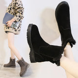 European and American Minimalist Short Boots 2023 Winter New Product Plush Warm Snow Boots Women's Flat Bottomed Short Boots