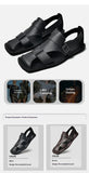 Retro Men's Summer Fashion Hollow Breathable Sandals Comfortable Anti-Slip Wear-Resistant Handmade Roman Style Slippers