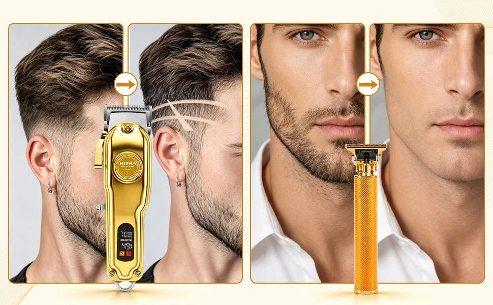 Grooming Kit for Men, Electric Hair Clipper, T-Blade Trimmer, Foil Shaver and Nose Trimmer, Rechargeable Cordless
