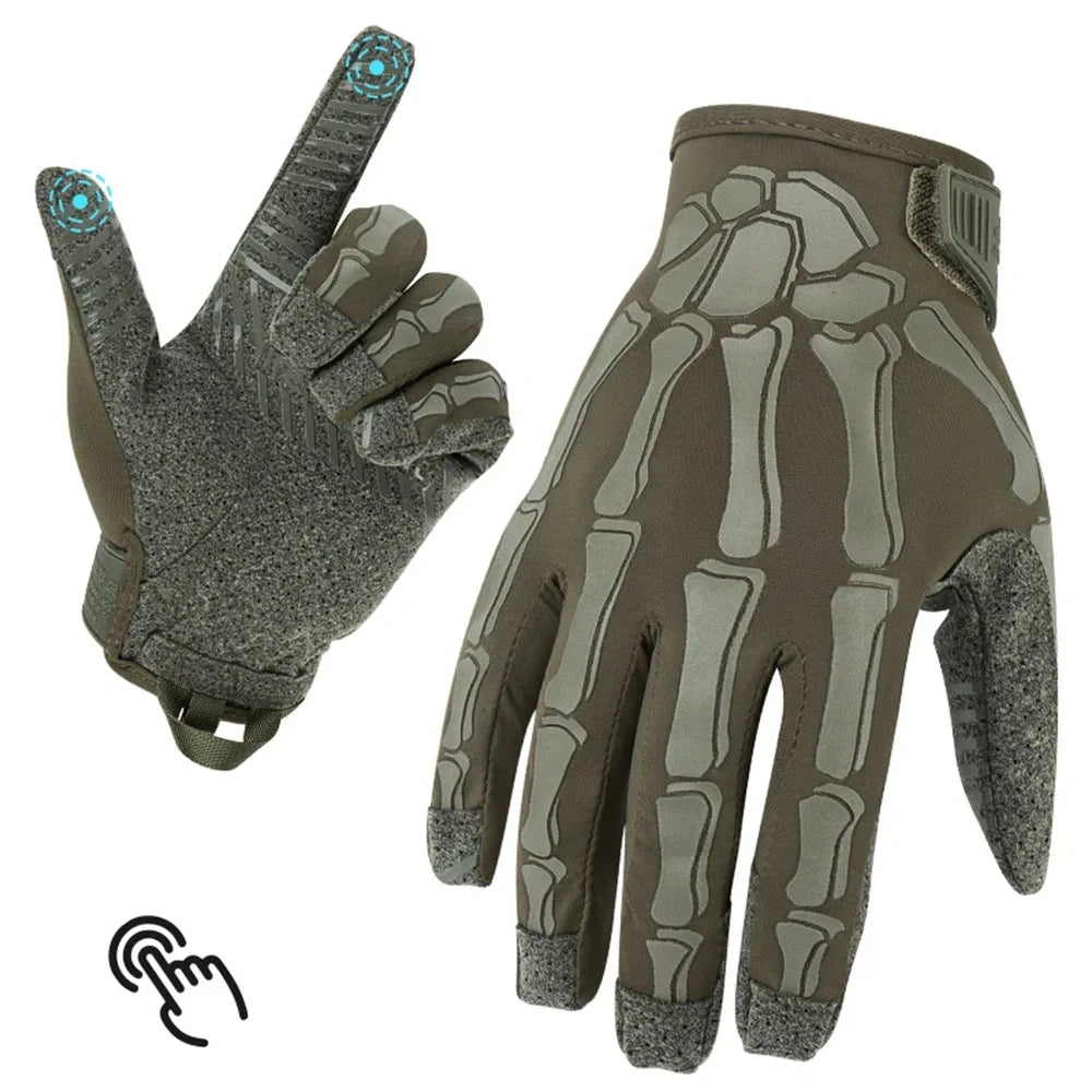 Men and Women Touchscreen Motorcycle Gloves Ice Silk Breathable Non-Slip Skeleton Full-Finger Tactical Gloves