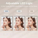 Modern White Dressing Table Stool Set with 3-Color Adjustable LED Light Mirror 4 Drawers For Bedroom Living Room Vanity Table