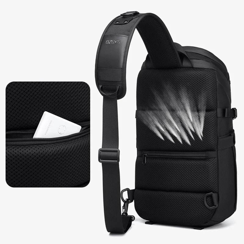 Ozuko Chest Bag Cross Bag Men Waterproof USB Man Crossbody Bag Anti-Theft Short Travel Messenger Sling Fashion Designer