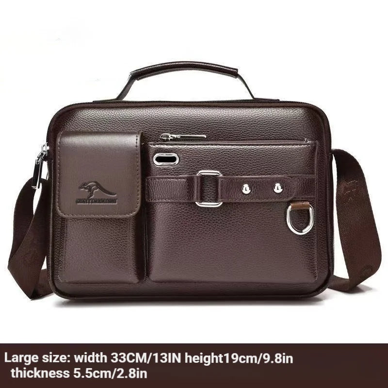 Men's Retro Messenger Bag with Waterproof Design, Large Capacity Laptop Briefcase for Office Work, Travel and School