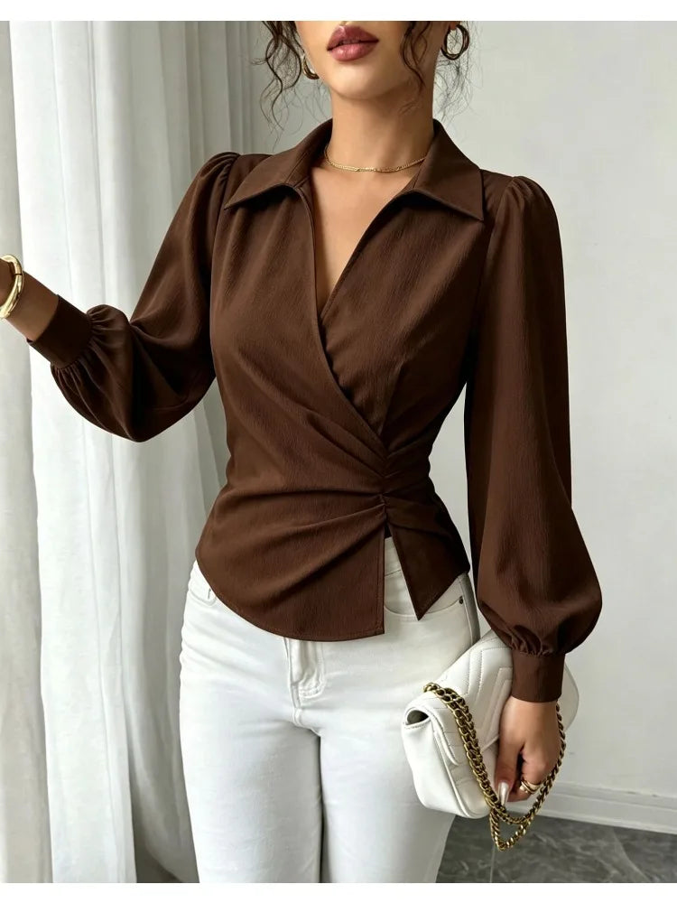 Fashion women Blouses and Shirts White Long Sleeve Blouse 2026 New Spring Autumn Basic Tops Chic Women's Shirt for Women office