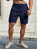 HIMLAND Men's Solid Color Drawstring Waist Casual Shorts, Versatile, Vacation, Father's Day Gifts, Football