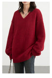 CHIC VEN Women Sweaters Solid Loose Pullovers New V-neck Knitwear Knitted Jumpers Female Top Fashion Woman Autumn Winter 2024