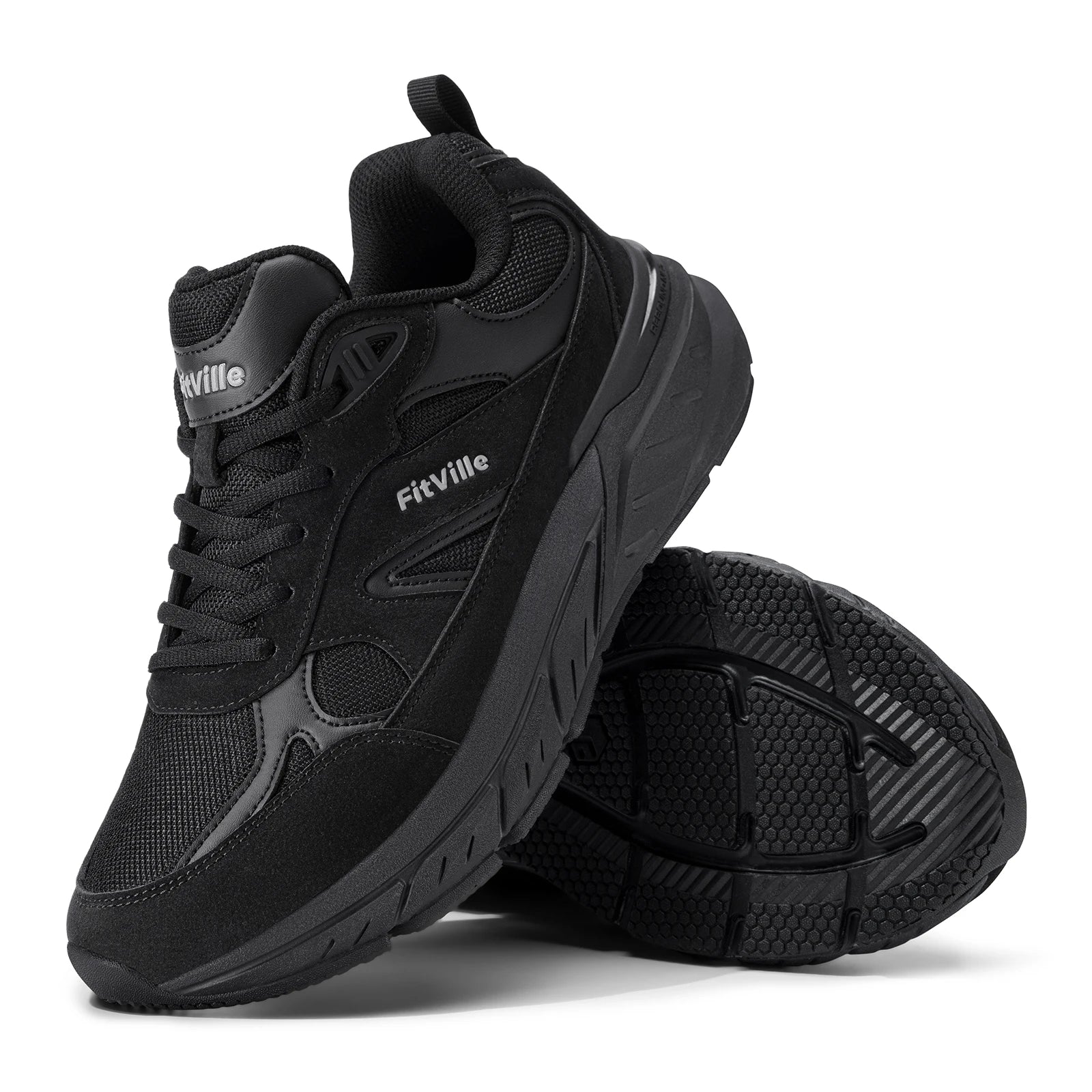 FitVille Newest Walking Shoes for Men Wide Width Sneakers with Arch Support for Flat Feet Heel Pain Relief Plantar Fasciitis
