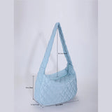 Women Large Capacity Quilted Tote Bag Winter Warm Lightweight Down Cotton Padded Plaid Shoulder Bags Underarm Bags Puffy Handbag