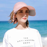 Women's Sun Hat Cycling Breathable Visor Caps Female Scalable Brim Empty Top Baseball Cap Wide Brim Cap UV Protection Beach Hats
