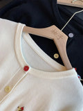 Autumn Winter 2026 Soft Elegant O-neck Loose Casual Sweaters Women Knitted Chic Embroidery Cardigan Basic Colorful Buttons Tops