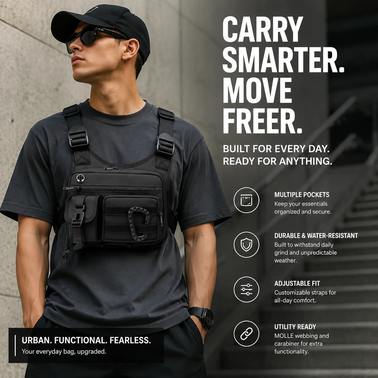 Tactical Outdoor Chest Bag Men's Vest Bag MOLLE Chest Pack for Cycling Bags Running Front Chest Bag Sports Vest Bag