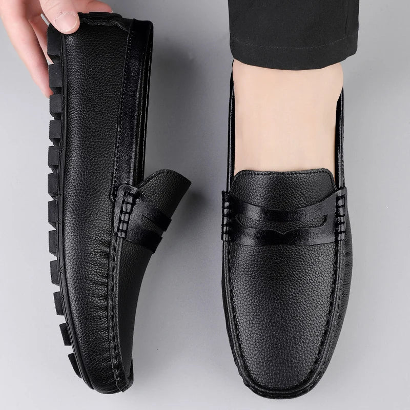 Luxury Brand Soft Sole Loafers Man Casual Shoe Flats Leather Shoes for Men Moccasin Business Dress Formal Soft Sole Low Shoes