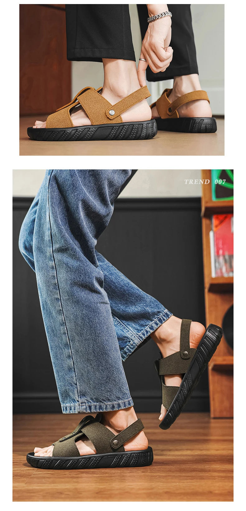 Brand Classic Mens Sandals Summer Genuine Leather Sandals Men Outdoor Casual Lightweight Sandal Fashion Men Sneakers