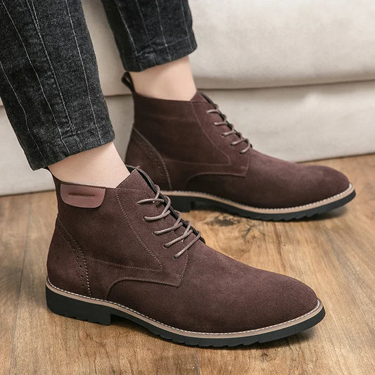 Pointed Toe Chelsea Boots Leather Men Winter Boots Winter Shoes for Men 2025 Male Boots Mens Ankle Shoes Zapatillas Male Hombre