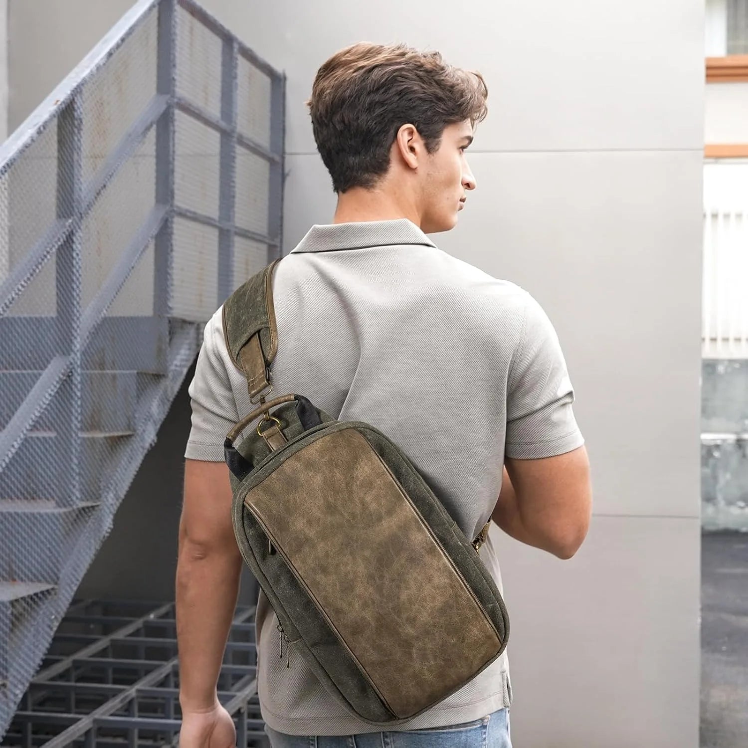 Canvas Messenger Bag Sling Bag Crossbody Shoulder Bag for Men Women Travel Work Satchel Bags
