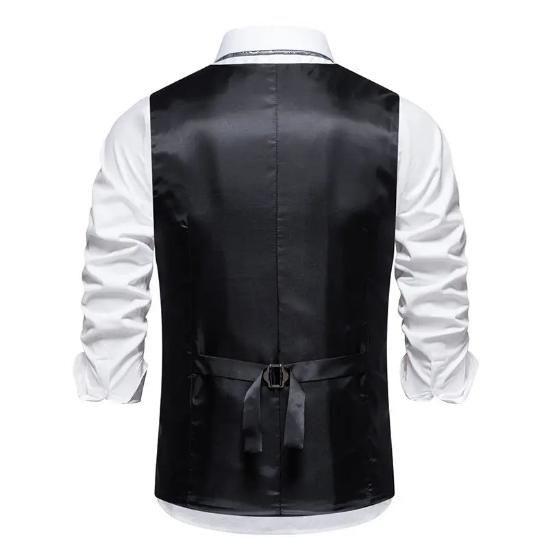 KIDWHXR Men Suit Vest Vintage Striped Single-breasted Man Waistcoats Business Casual Slim Sleeveless Male Party Dress Vests