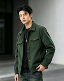 Men's Pure Color Button-Up Collar Casual Outdoor Jacket Autumn Winter Spring Seasonal Fashion Outerwear