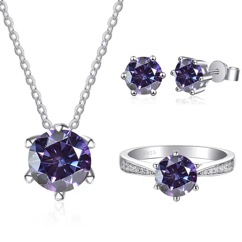 JoyceJelly Moissanite Jewelry Set With 1CT D Color VVS 3EX moissanite stone pass diamond test Wedding Luxury Fine Jewelry gift