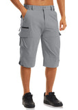Men's Cargo Work Shorts Quick Dry 3/4 Length Capri Pants Multi-pockets Knee Length Trousers Summer Board Beach Shorts