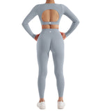 2PCS Yoga Suit Women Sports Set Quick-Drying Gym Set Tracksuit Running Workout Long Sleeve Sports Shirt Yoga Set Yoga Clothing