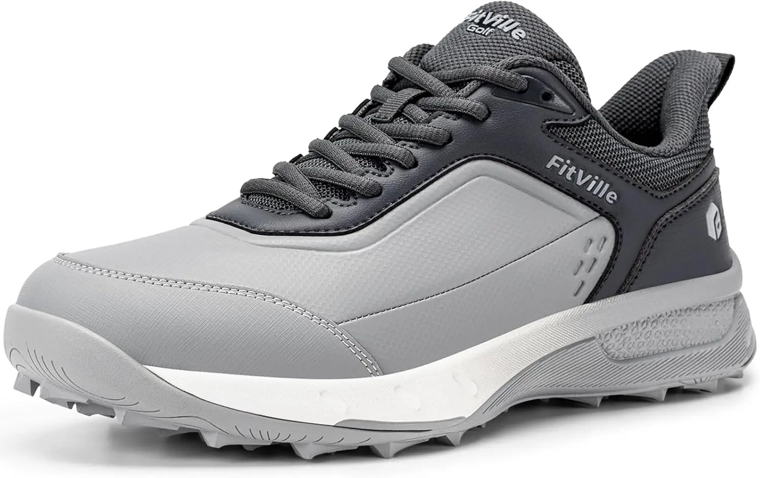 FitVille Men'S Wide Waterproof Spikeless Golf Shoes, High Traction Anti-Slip Sole, Shock Absorption Cushioning Arch Support Professional Golf Trainers, Roomy Toe Box For Wide & Fat Feet