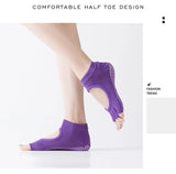 Women Backless Five Toe Yoga Socks Non-Slip Cotton Ladies Dance Ballet Socks Open Half Breathable Fitness Sport Sock for Pilates