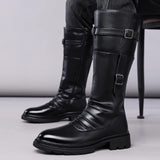 Men's Autumn Winter Vintage Outdoor Long Boots British Style Work Boots High Top Men's Leather Boots-1307