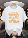 Men's Summer 100% Cotton Casual Fashion Camping Dad Pattern Printed Loose Breathable Round Neck Short Sleeve T-shirt