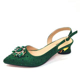Venus Chan Royal Blue Sandals for Women 2024 Luxury Wedding Pumps Med Heels Rhinestone Design Party Shoes and Bags Set