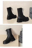 Platform Women's Ankle Boots Autumn 2023 Black White Thick Bottom Motorcycle Botas Mujer Pu Leather Non-Slip Combat Boots Women