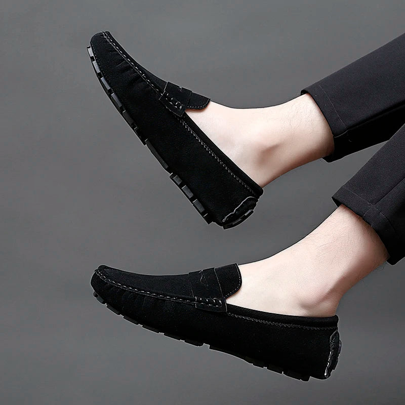 Suede Leather Mens Loafers New Fashion Walking Shoes New Comfy Man Drive Flats Classic Original Style Men Casual Shoes Moccasins