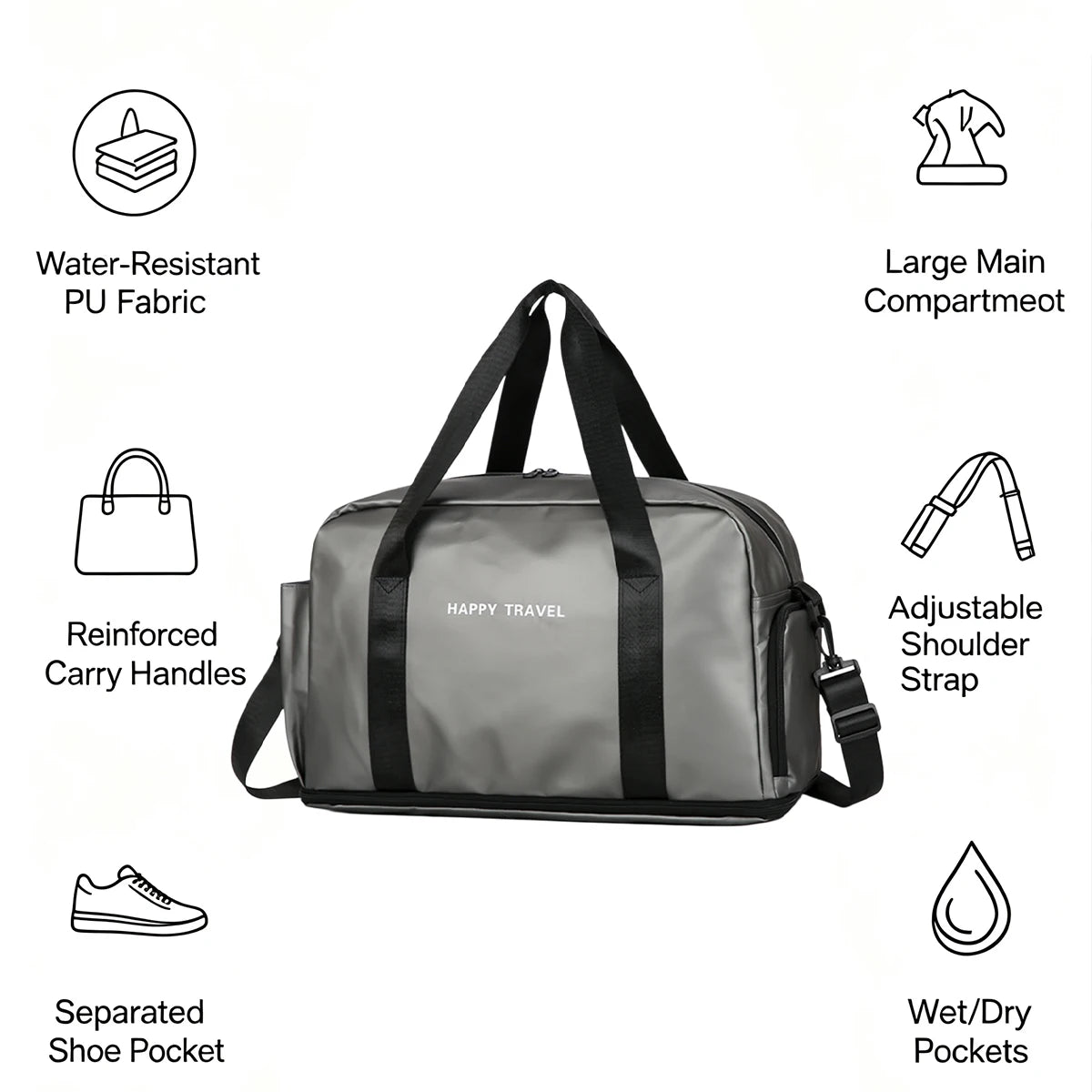 Large Gym Bag for Women Men Duffle Bag With Wet Dry Separation | Shoe Compartment,Large Capacity, Ideal for Yoga Traveling Weekend Dance Fitness Gym Sports Ideal for Travel, Gym, Sports, Duffel, Weekender