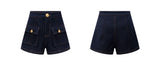 2026 Spring/Summer New Dark Blue High-Waist Denim Shorts USA Y2K Women's Fashion Street Dance Gothic Casual Slim Shorts