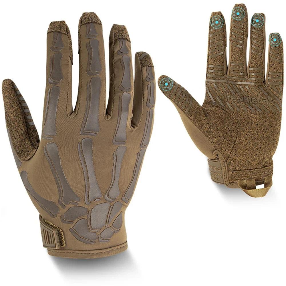 Men and Women Touchscreen Motorcycle Gloves Ice Silk Breathable Non-Slip Skeleton Full-Finger Tactical Gloves