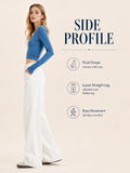 Women's White Wide Leg Jeans, High Waist Loose Baggy Denim Pants Casual Solid Color Full Length Palazzo Trousers with Pockets for Daily Street Shopping
