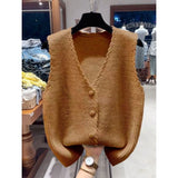 V-Ne Knitted Vest Outerwear Svel Autumn Faion Women's Jaet Casual Sle Commute Wind No Brand Chinese Made