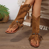 Flip Flops Sandals Fringes Thong Flats Shoes For Women Suede Tassels Womens Retro Casual Tassel Sandals
