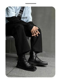 Hot-Selling Leather Boots for Men Fad Square Toe Drape Casual Chelsea Boot British High-end Cool High Top Men Boots Botas Hombre