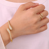 ZAKOL Elegant Brilliant Micropaved Zirconia Water Drop Bracelet Ring Set Luxury Engagement Wedding Party Jewelry for Women