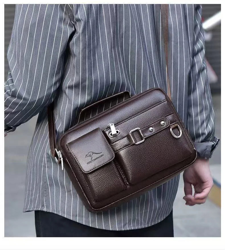 Men's Retro Messenger Bag with Waterproof Design, Large Capacity Laptop Briefcase for Office Work, Travel and School
