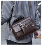 Men's Retro Messenger Bag with Waterproof Design, Large Capacity Laptop Briefcase for Office Work, Travel and School