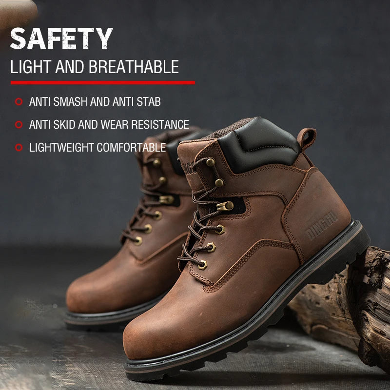 Steel Toe Safety Boots Men Anti-puncture Work Shoes Industrial Construction Protective Footwear ：High Top Steel Toe Safety Boots Men Ankle Support Anti-puncture Heavy Duty Work Shoes